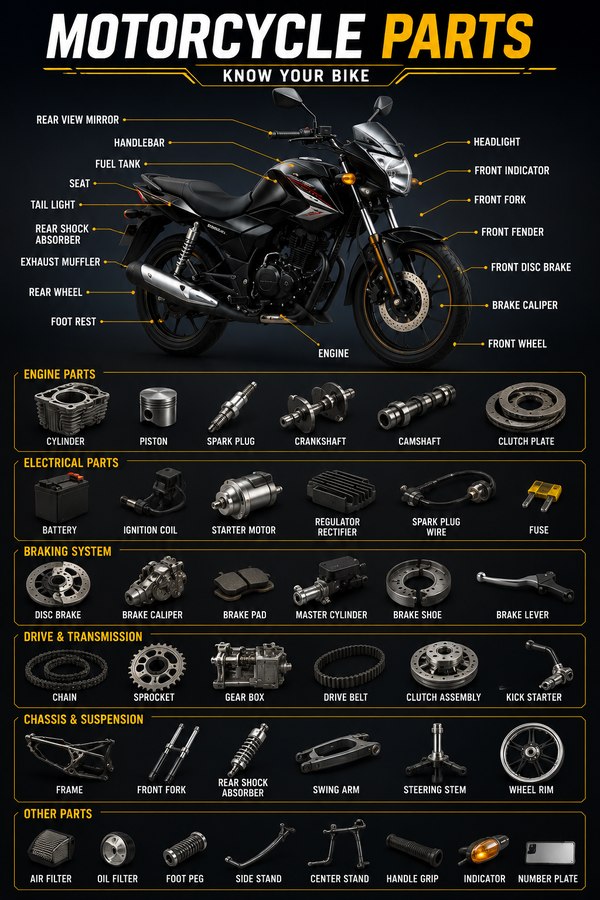 Motorcycle parts diagram — vehicle parts service